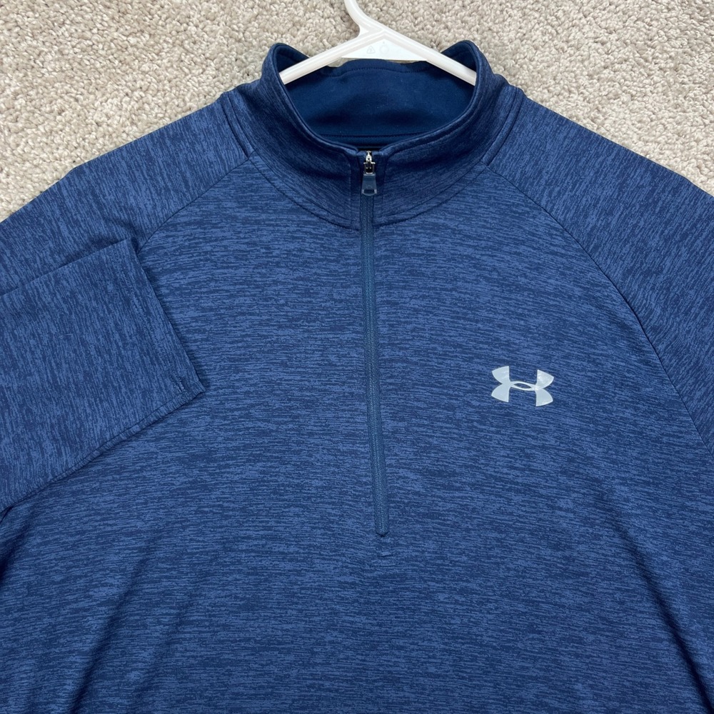 Under Armour Men's Large Blue‎ Heather 1/4 Zip Pullover Heatgear Golf Activewear